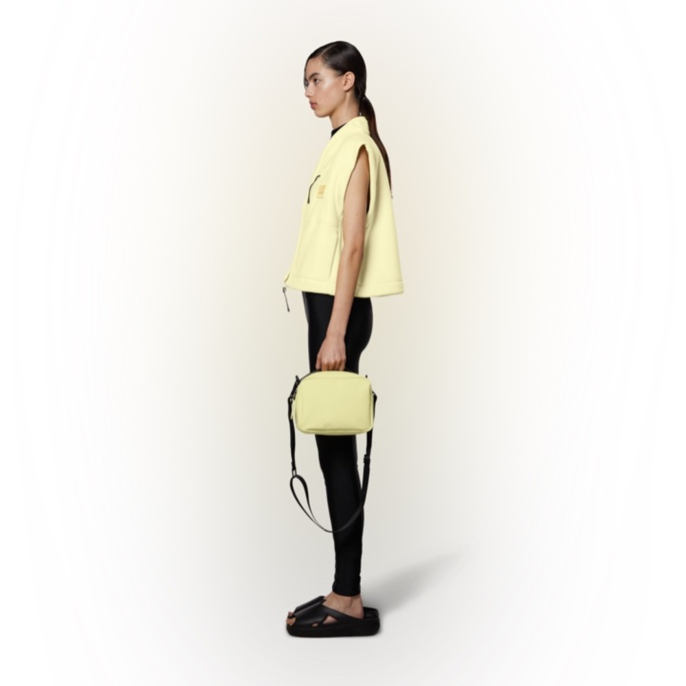 RAINS Yellow Straw Box Bag Crossbody Detachable Straps NEW